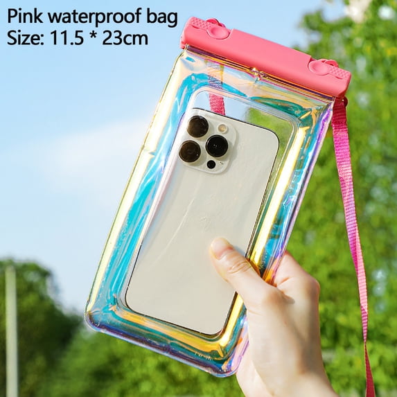 Zzbeans Waterproof Phone Pouch, Touchscreen Friendly Swimming Bag for Android, Clear Transparent Dry Bag Case for Beach Pool Drifting, Water Accessory Gear Storage Pouch, Pink
