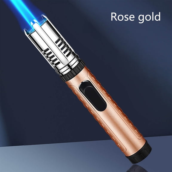 Zzbeans Windproof Torch Lighter, Refillable Butane Lighter for Camping and Kitchen, 360° Adjustable Flame Outdoor Lighter for Grills Fireplaces Cigars, Gold