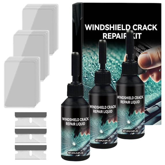 Zzbeans Windshield Repair Kit, Automotive Glass Crack Repair Liquid, Quick Fix Windshield Chip Repair Solution for Car Front Window Cracks and Chips
