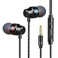 thumbnail image 1 of Zzbeans Wired Sports Headphones, Metal Stereo In-Ear Earbuds with Mic, Noise Cancelling HIFI Headset for Running Gym Work Compatible Phone Laptop, Black, 1 of 1