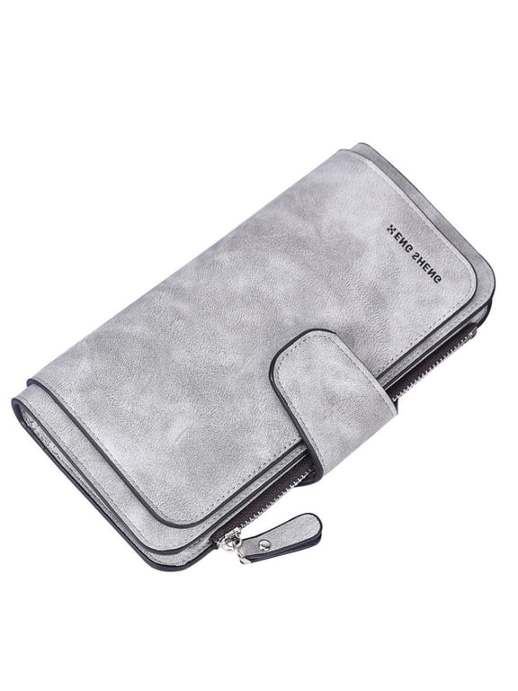 Women's RFID Blocking Leather Wallet, Large Capacity Zipper Coin Purse with Photo Slots, Long Bifold Wallet for Credit Cards Cash Bills and Phone for Women Office Ladies Gift