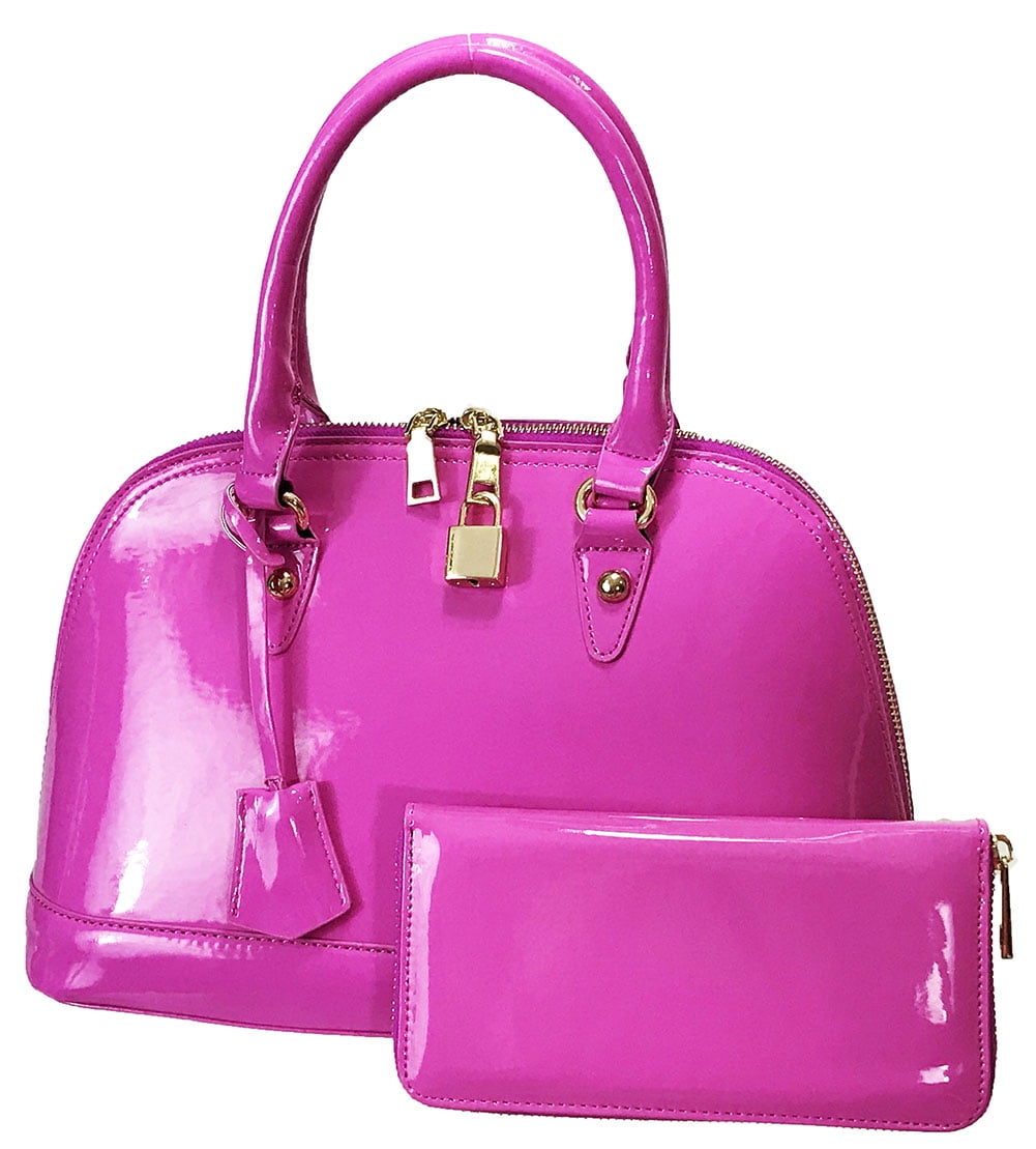 Zzfab Fashion Design Purse and Wallet Set Shiny Pink