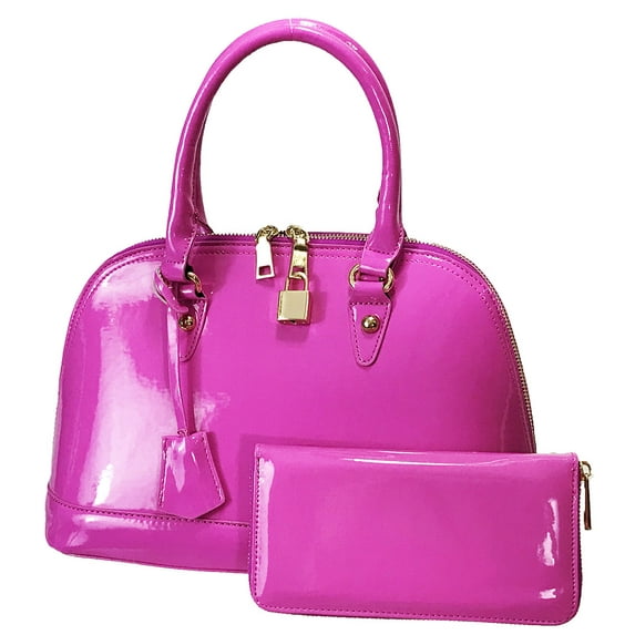 Zzfab Fashion Design Purse and Wallet Set Shiny Pink