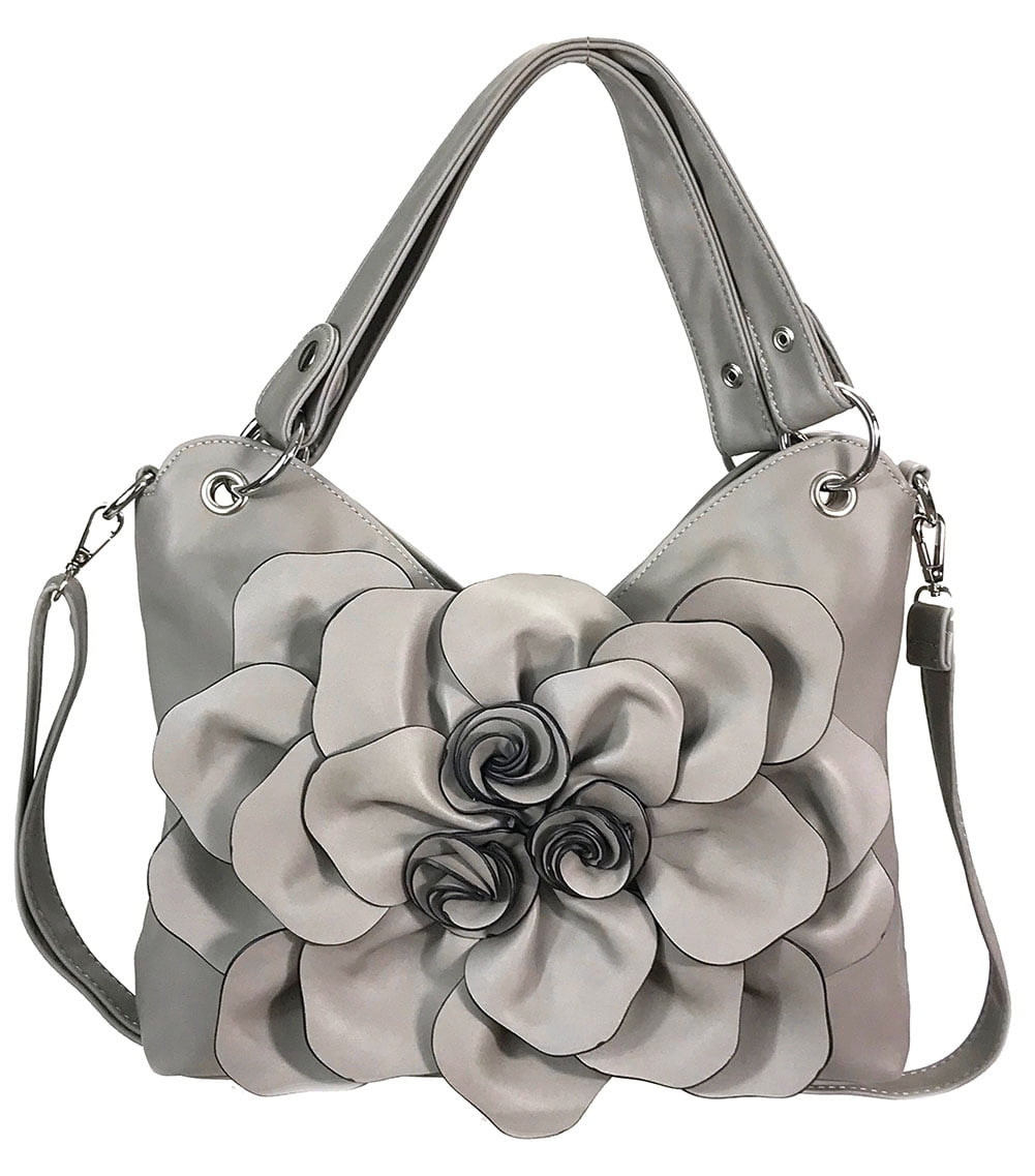 Zzfab Flower Purse Hobo Bag Grey