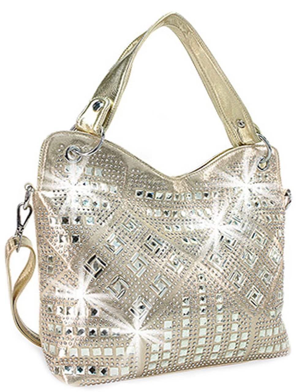 Zzfab Sparkle Gem Chevron Rhinestone Hobo Bag Silver Zzfab Sparkle Gem Chevron Rhinestone Hobo Bag Silver