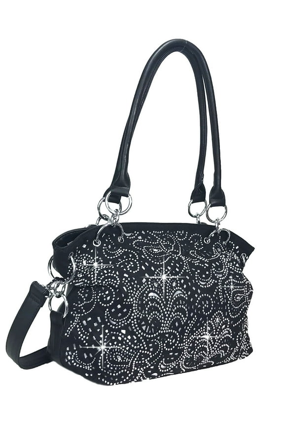 Laser Cut Purses Double Handles Bling Purse Black