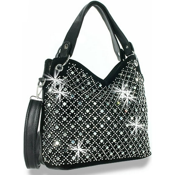 Zzfab Mirror Rhinestone Bling Purse Black