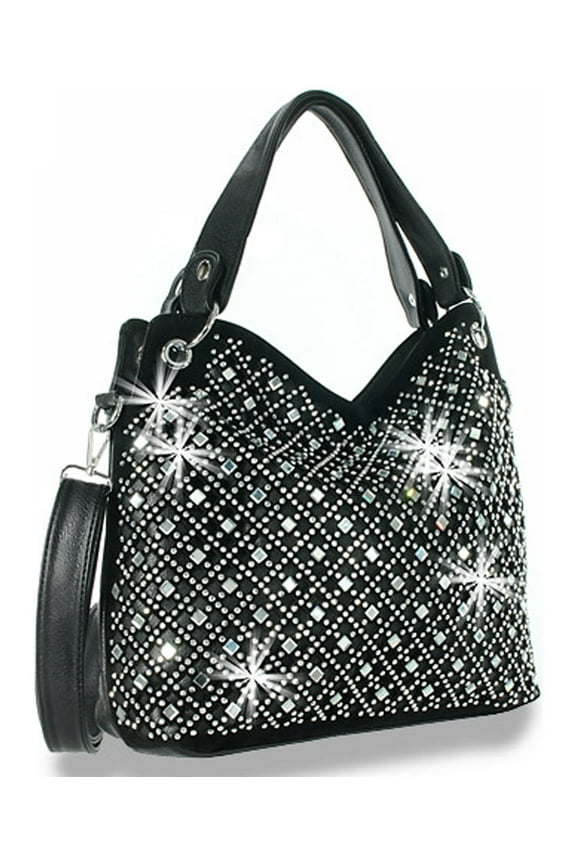 Mirror Rhinestone Bling Purse Black