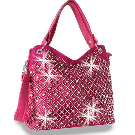 Zzfab Mirror Rhinestone Bling Purse Fuchsia