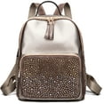 thumbnail image 1 of Zzfab Rhinestone Backpack PU Leather Backpack Gold, 1 of 1
