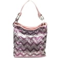 thumbnail image 1 of Zzfab Sparkle Gem Chevron Rhinestone Hobo Bag Pink, 1 of 4