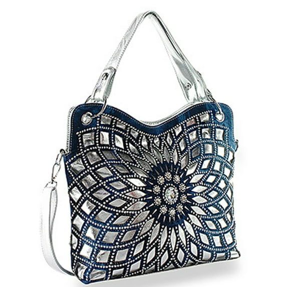 Zzfab Starburst Double Handles Bling Purse Blue