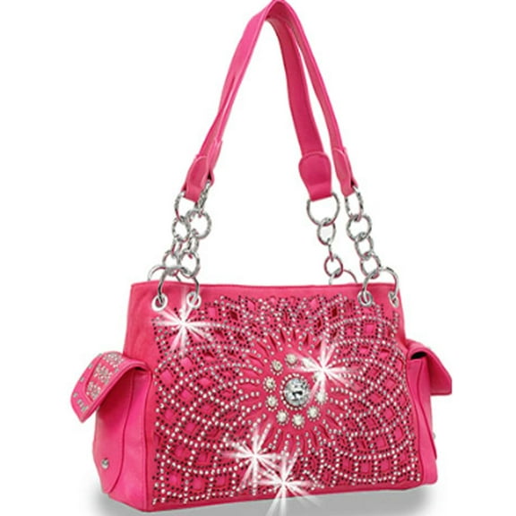 Zzfab by Zzfab Women's Synthetic Leather Starburst Glitter Handbag, Pink