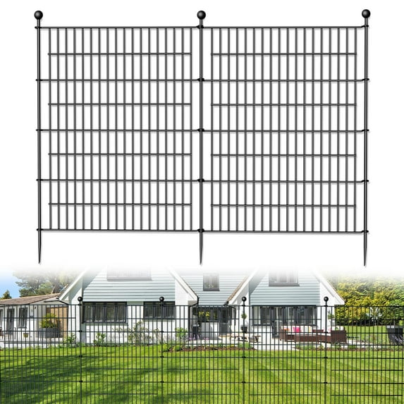 Zzistar 10 Pieces Metal Outdoor Fence ,Garden Fence Outdoor Without Door