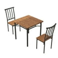 thumbnail image 1 of Zzistar 3 Piece Dining Table Set with 2 Backrest Chairs, Metal Frame Square Wood Dining Table with Wine Rack, 1 of 9