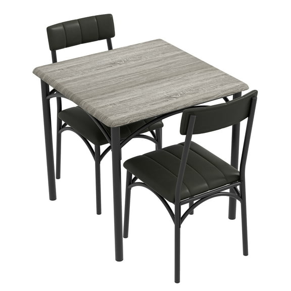 Zzistar 3 Piece Dining Table and Chairs Set, Kitchen Wood Square Dining Table with 2 Upholstered Chairs