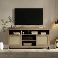 thumbnail image 1 of Zzistar 58" Inch Rattan TV Stand for TV Up to 65 Inch, Boho Entertainment Center with Storage,Wooden TV Console Cabinet with Adjustable Shelves for Living, 1 of 7