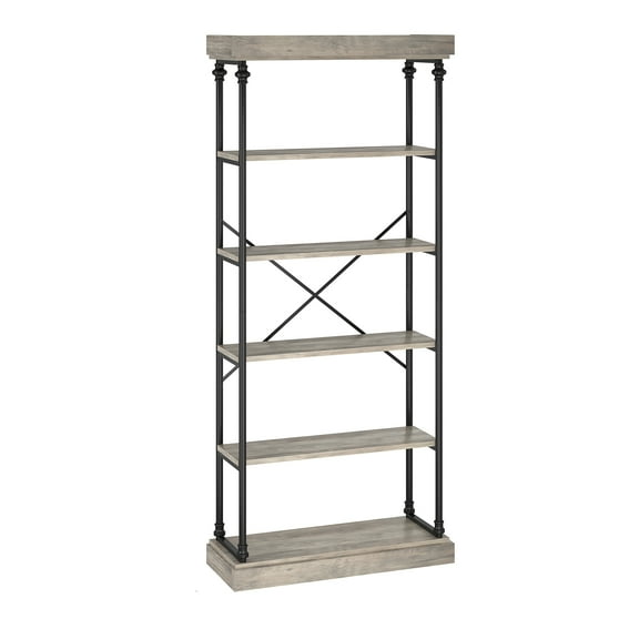 Zzistar 6 Tier Bookshelf, Wood Bookcase Open Storage Shelf with Metal Frame, Tall Standing Display Rack