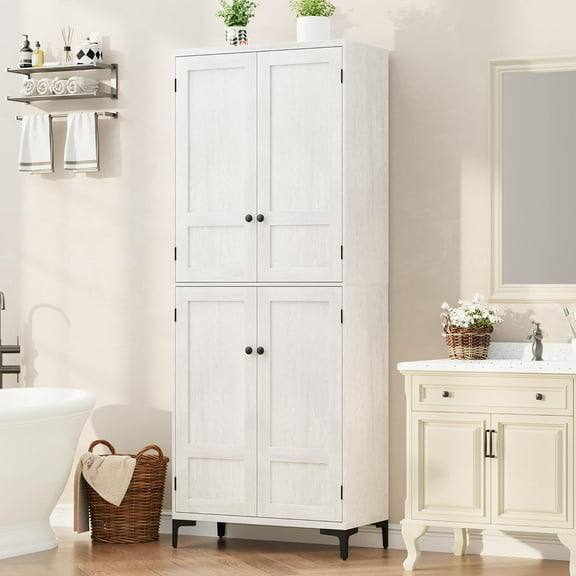 Zzistar 71 Inch Tall Storage Cabinet, Kitchen Pantry 5 Tier Bathroom Cabinet with 4 Doors Adjustable Shelves for Kitchen, Dining Room, Bathroom