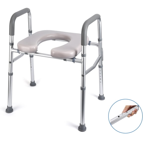 Zzistar Adjustable Raised Toilet Seat with Armrests, 350LB Toilet Seat Riser with Toilet Seat Back, Portable Toilet Chair