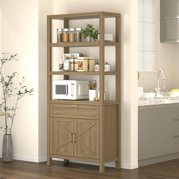 Zzistar Bookshelf with Storage Cabinet, Tall Bookcase Farmhouse Cabinet with Adjustable Shelves, Bookshelves for Bedroom, Living Room, Home Office and Study