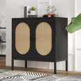 thumbnail image 1 of Zzistar Buffet Cabinet with Double Oval Rattan Door, Wood Console Cabinet Accent Storage Cabinet Sideboard, 1 of 11