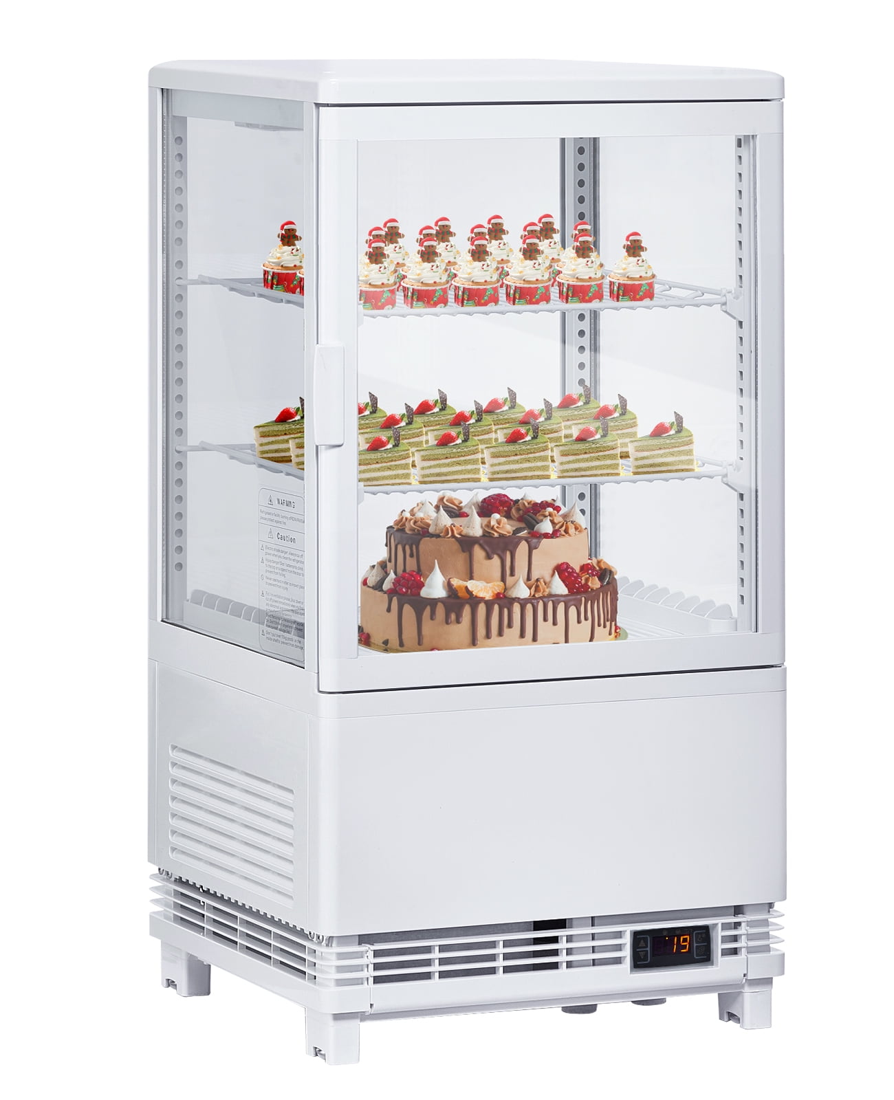 Zzistar Commercial Cake Display Refrigerator, 2.1 Cu.FT Single-Door Merchandiser with Interior LED Lighting, Double-Layered Glass