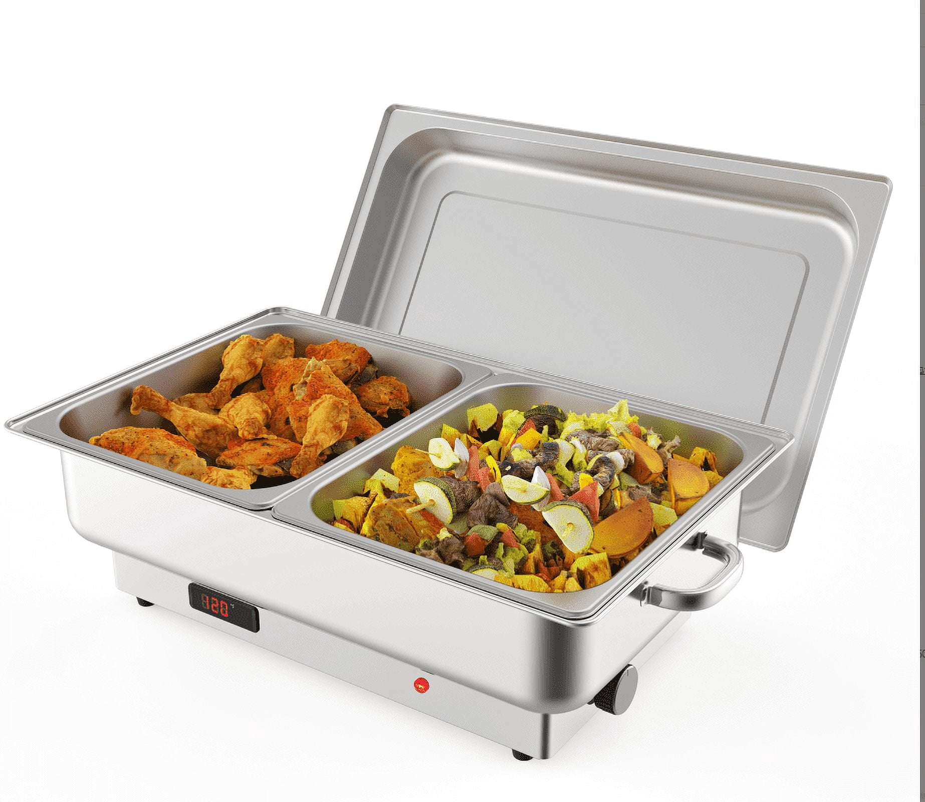 Zzistar Commercial Electric Chafing Dish Buffet Set, 9QT Food Servers and Warmers, Stainless Steel Catering Food Warmers with Temperature Control Display for Party