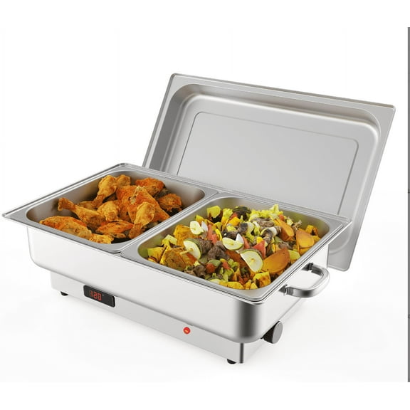 Zzistar Commercial Electric Chafing Dish Buffet Set, 9QT Food Servers and Warmers, Stainless Steel Catering Food Warmers with Temperature Control Display for Party