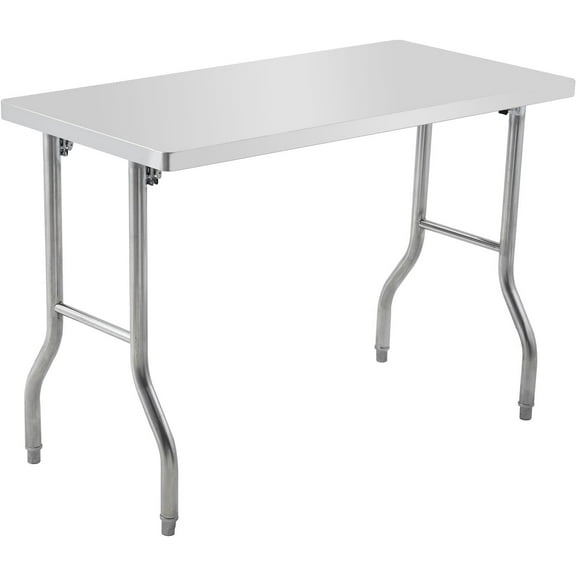 Zzistar Commercial-Worktable Folding Workstation Stainless-Steel Heavy-Duty 48 x 30 Inch with 220 lbs Load, Silver Stainless Steel Kitchen Island,Kitchen Work Table