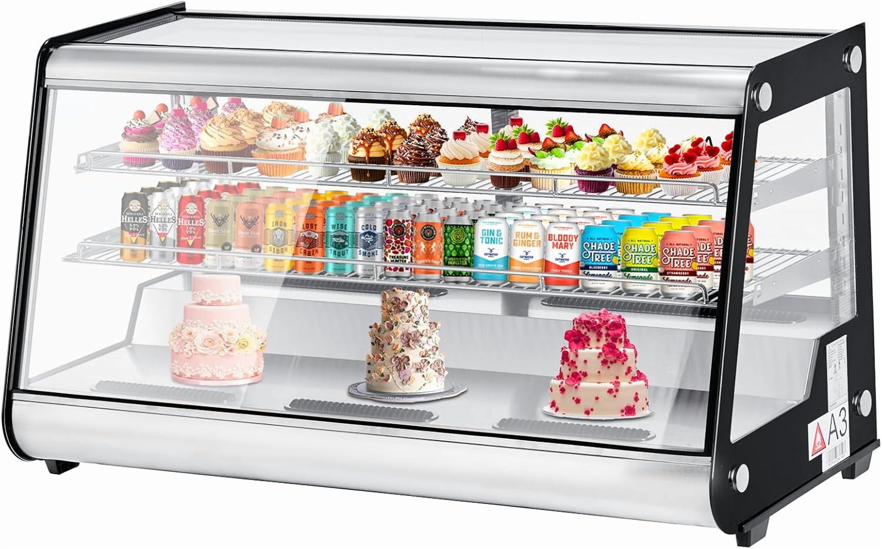 Zzistar Double-Layer Refrigerated Display Case, 8.1 Cu.Ft. Countertop Pastry Display Case Commercial Display Refrigerator w/LED display Air-cooling Automatic Defrost Rear Sliding Door