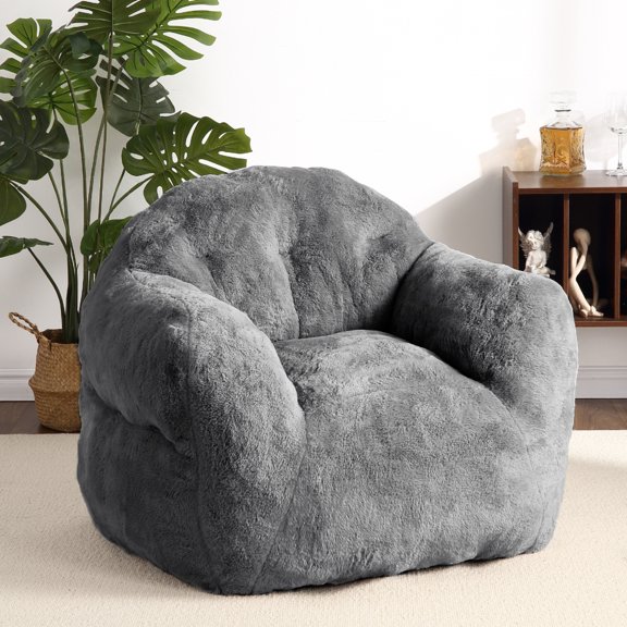 Zzistar Giant Bean Bag Chair Sofa, Hign Density Foam Filled Sofa Chair with Armrest, Large Bean Bag Couch for Adults and Kids, Dark Gray