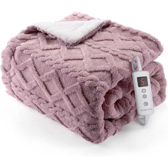 Zzistar Heated Throw Blanket - Thick Tufted Sherpa Electric Blanket Throw with 10 Heating Levels and 10 Time Settings