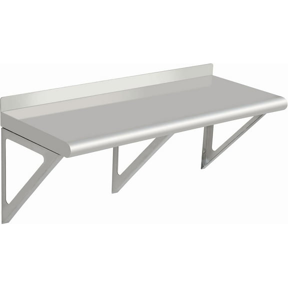 Zzistar Heavy Duty Stainless Steel Wall Mount Shelves, Commercial Grade Floating Shelves with Brushed Finish, Triangle Support & Tool-Free Installation for Kitchen, Garage, Laundry Room