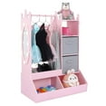 thumbnail image 1 of Zzistar Kids Dress up Storage Rack with Mirror & Light, Kids Armoire Dresser Clothing Rack with Storage Bin and 2 Fabric Drawer, 1 of 8