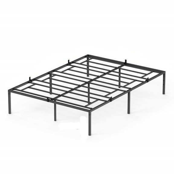 Zzistar Metal Bed Frame, Black Painted Slats Support Platform Bed Frame, Full Size