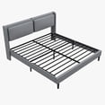 thumbnail image 1 of Zzistar Metal Bed Frame with USB Ports, Adult Platform Bed Frame with Linen Fabric Adjustable Headboard, Queen Size, 1 of 9
