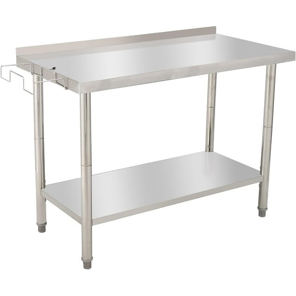 Zzistar NSF Stainless Steel Table for Prep & Work, 48" x 24" with Adjustable Undershelf, Commercial Heavy Duty Table for Restaurant, Home and Hotel