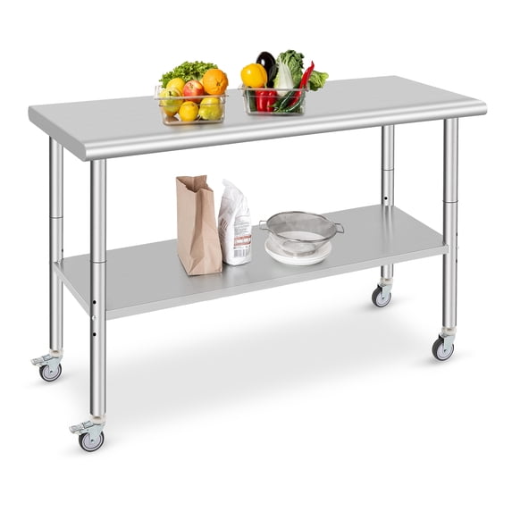 Zzistar NSF Stainless Steel Work Table,Metal Table Cart Heavy Duty Worktable with Caster Wheel, Commercial Workstation for Kitchen