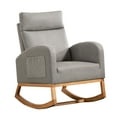thumbnail image 1 of Zzistar Nursery Rocking Chairs with Head Pillow ,Upholstered Rocking Chair with High Backrest,Side Pocket and Rubber Wood Legs , Light Gray, 1 of 7