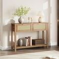 thumbnail image 1 of Zzistar Rattan Console Table for Entryway - 43" Boho Sofa Table with 2 Drawers & Lower Shelf, Mid-Century Modern Hallway Table, Slim Farmhouse Accent Table for Living Room, Bedroom, 1 of 6