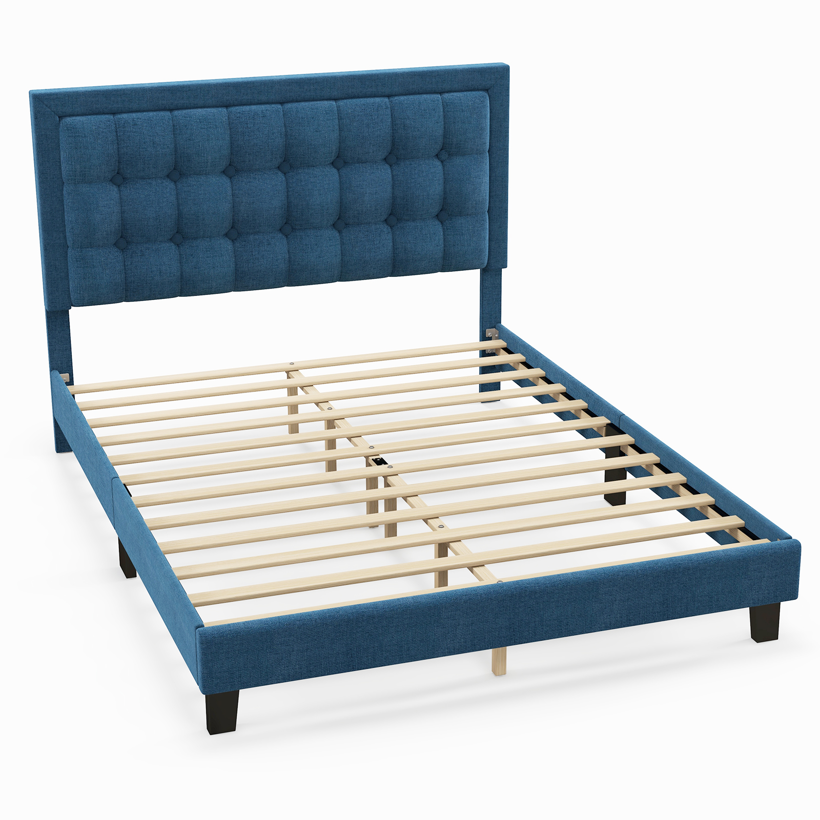 Zzistar Upholstered Platform Bed Frame with Button Tufted Headboard