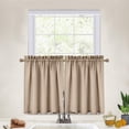thumbnail image 1 of Zzistar Waffle Plaid Water Repellent Rod Pocket Tier Curtains, Pack of 2, Taupe, 1 of 7