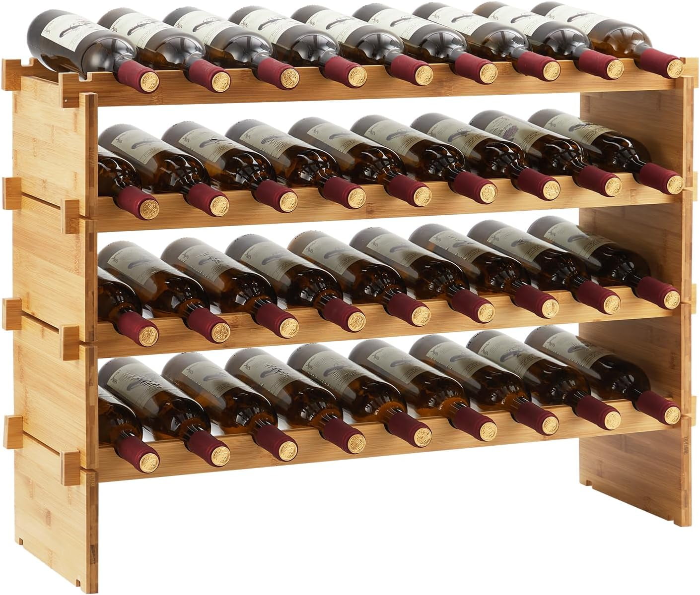 Zzistar Wine Rack Bamboo Stackable Bottle Rack Bottle Stands Wine ...
