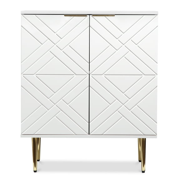 Zzistar Wood Storage Cabinet,Accent Cabinet, Diamond Pattern Sideboard Buffet Cabinet for Dining Room