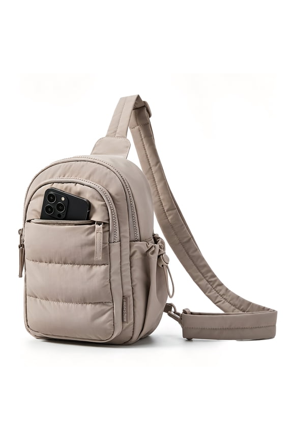 Unisex Compact Polyester Messenger Bags, Beige, 1