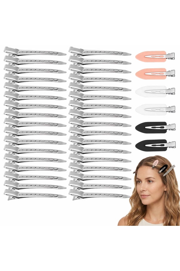 40Pcs Hair Clips for Styling Women and Professionals Alligator, Duckbill Sectioning & NoCrease Roller Pins