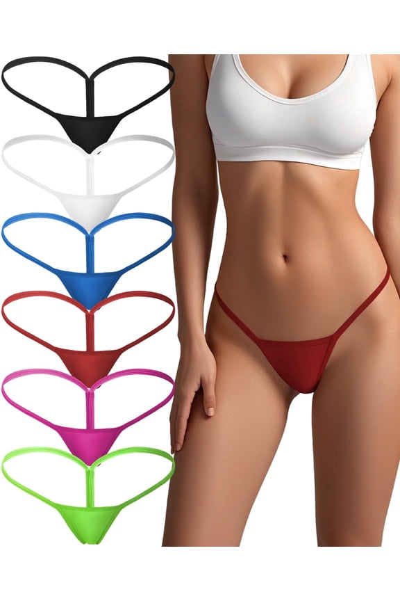 6 Pack G String Thong for Women Cotton Low Rise Stretch Comfortable Breathable Multicolor Panties