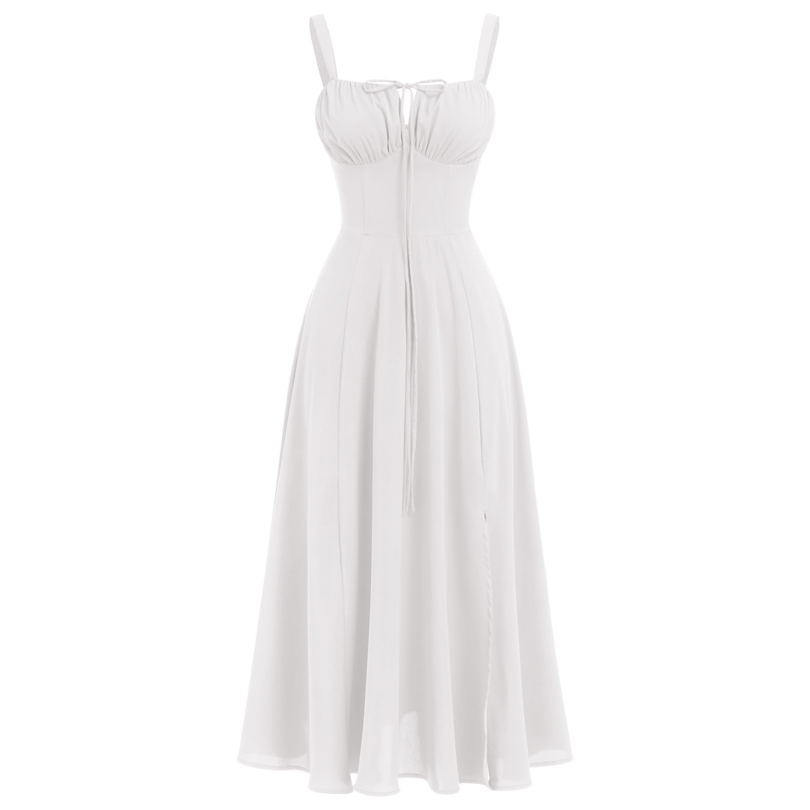 white christmas dresses FLORENCE WHITE COTTON MIDI DRESS – DISSH main image 1