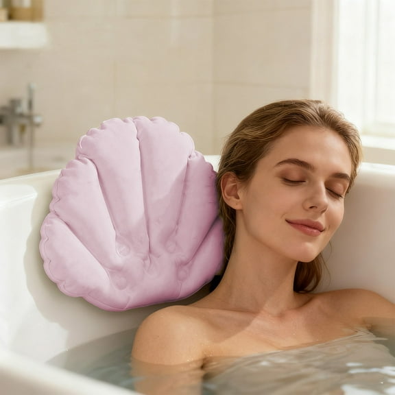 Zznnkj 2 Pack Shell Shaped Bath Pillow with Suction Cups, Soft Plush Spa Bath Pillow for Neck Head Support, Non-Slip Bathtub Pillow for Home Bath